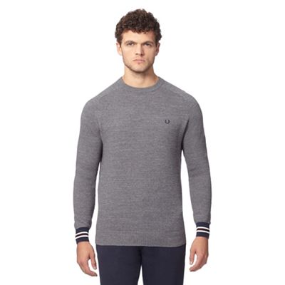 Fred Perry Grey textured crew neck jumper